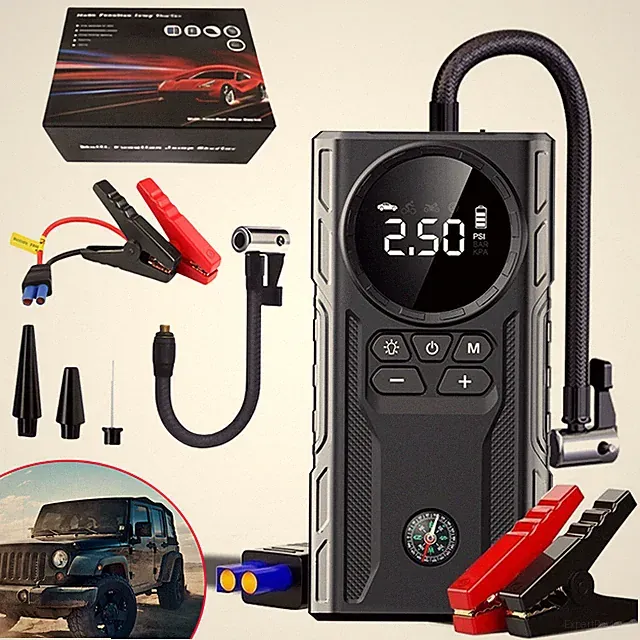 99800mAh Car Jump Starter Booster Jumper Box Air Compressor Tire Inflator Pump