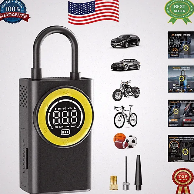 Fast 150 PSI Portable Air Pump with Smart Auto Shut-Off for Tires, Bikes & Balls