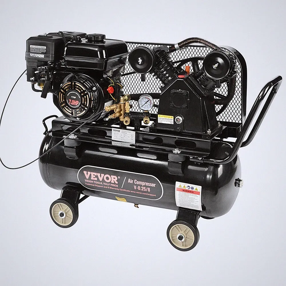 Gas Powered Air Compressor: 7HP, 13.2gal Horizontal Tank, 9CFM@115PSI