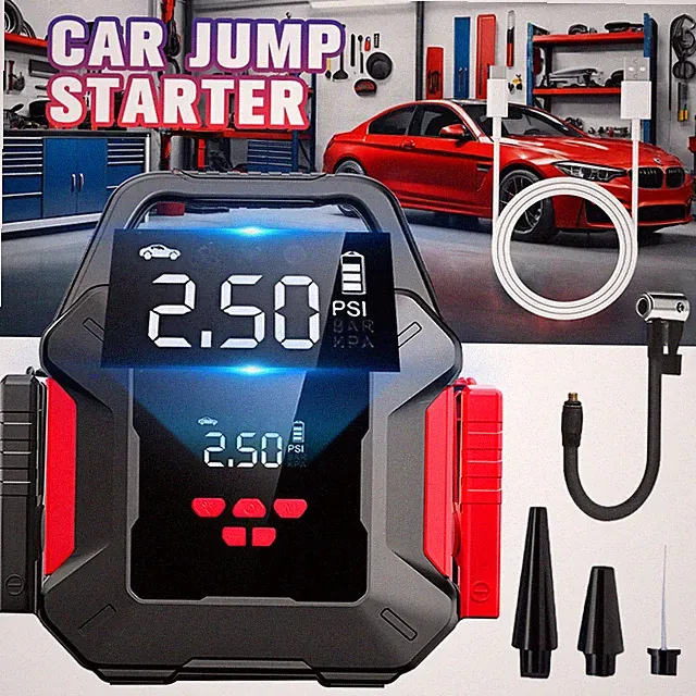 Portable 99800mAh Car Jump Starter Power Bank Tire Air Compressor Inflator 1800A